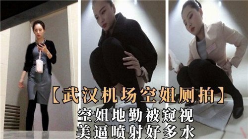 武汉空姐机场厕所私密自拍！粉嫩美穴狂喷淫水，爱液泛滥水漫金山！